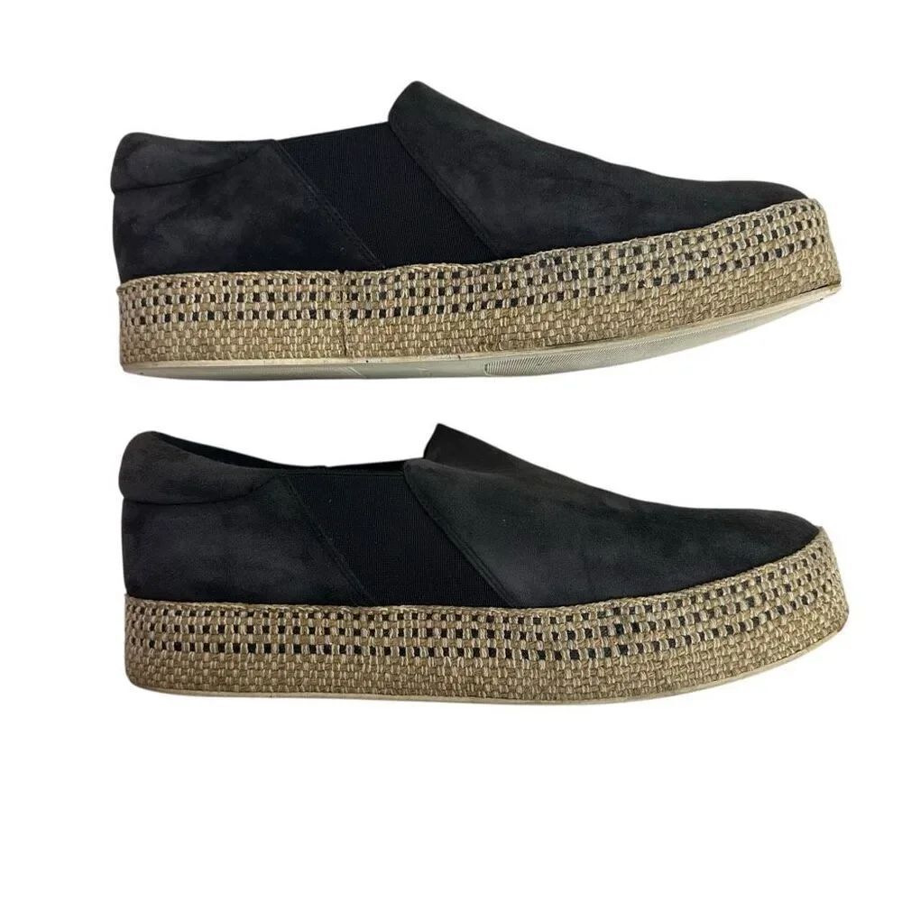 Vince Women’s Wilden Coastal Navy Blue Suede Espadrille Platform Shoes 11M